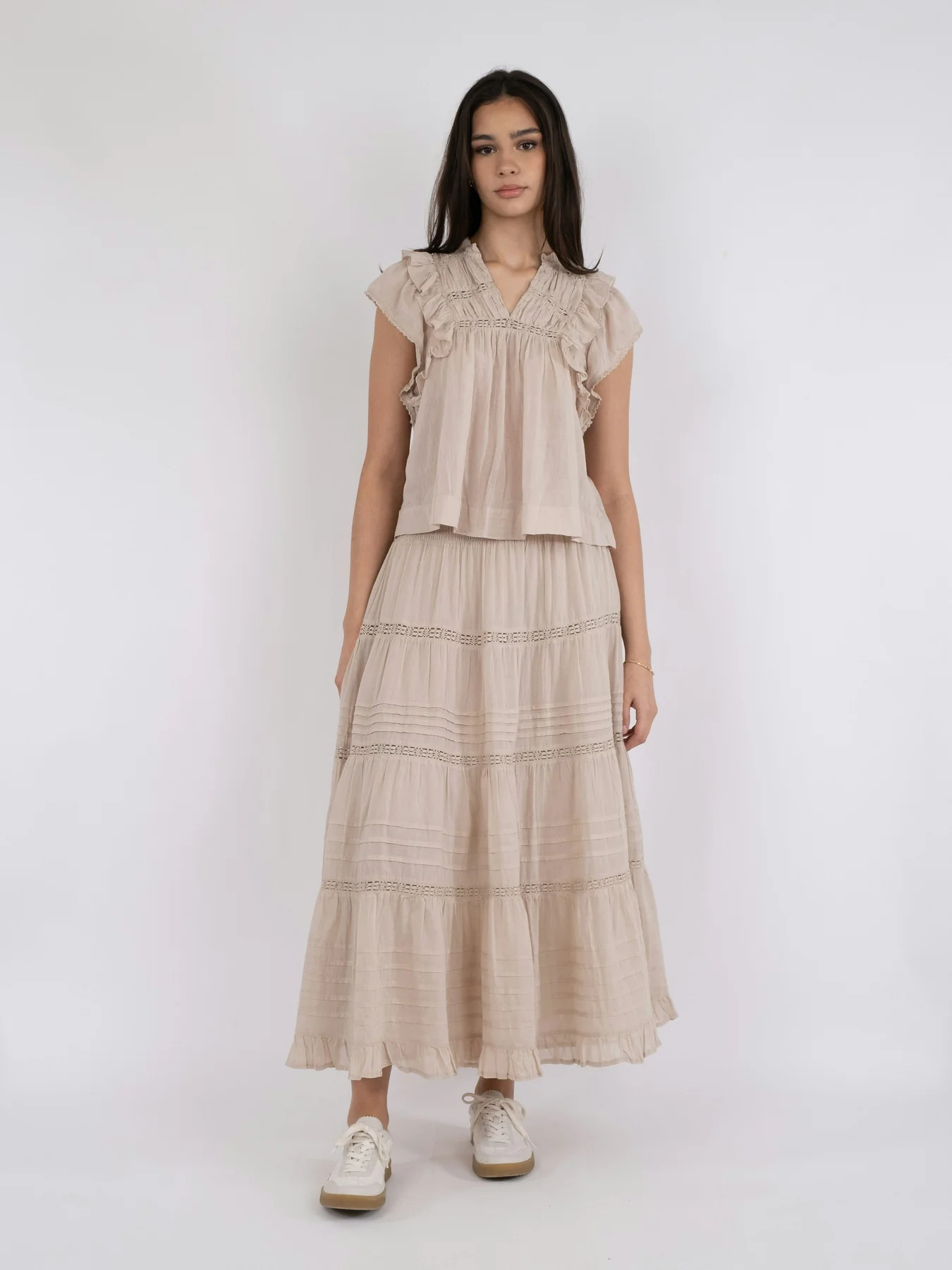 Neo Noir Felicia S Voile Skirt sand