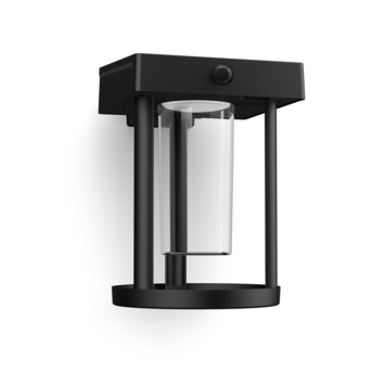 Philips solar wandlamp rond Camill zwart helder licht met bewegingssensor