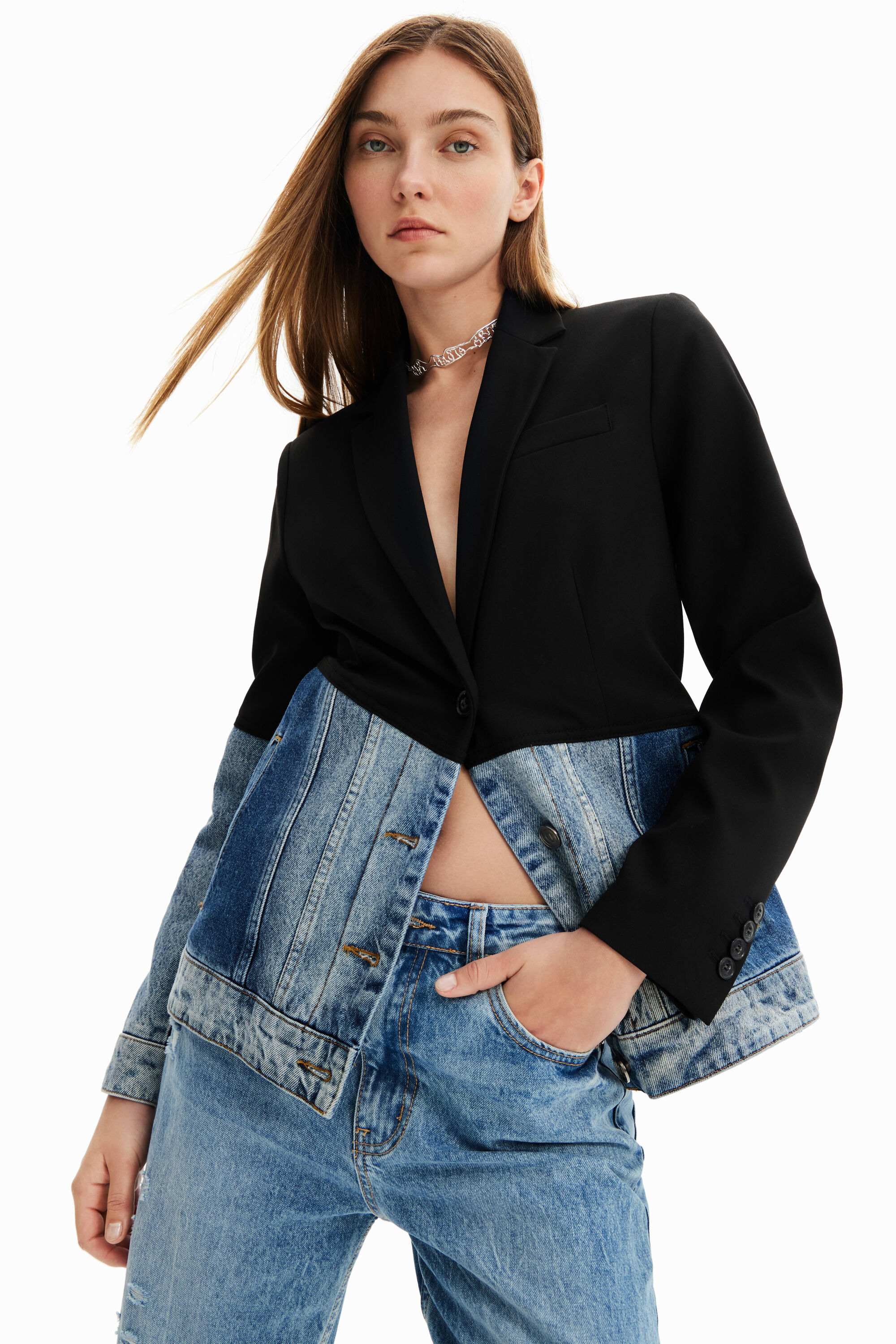 Blazer slim hybride bi-matière