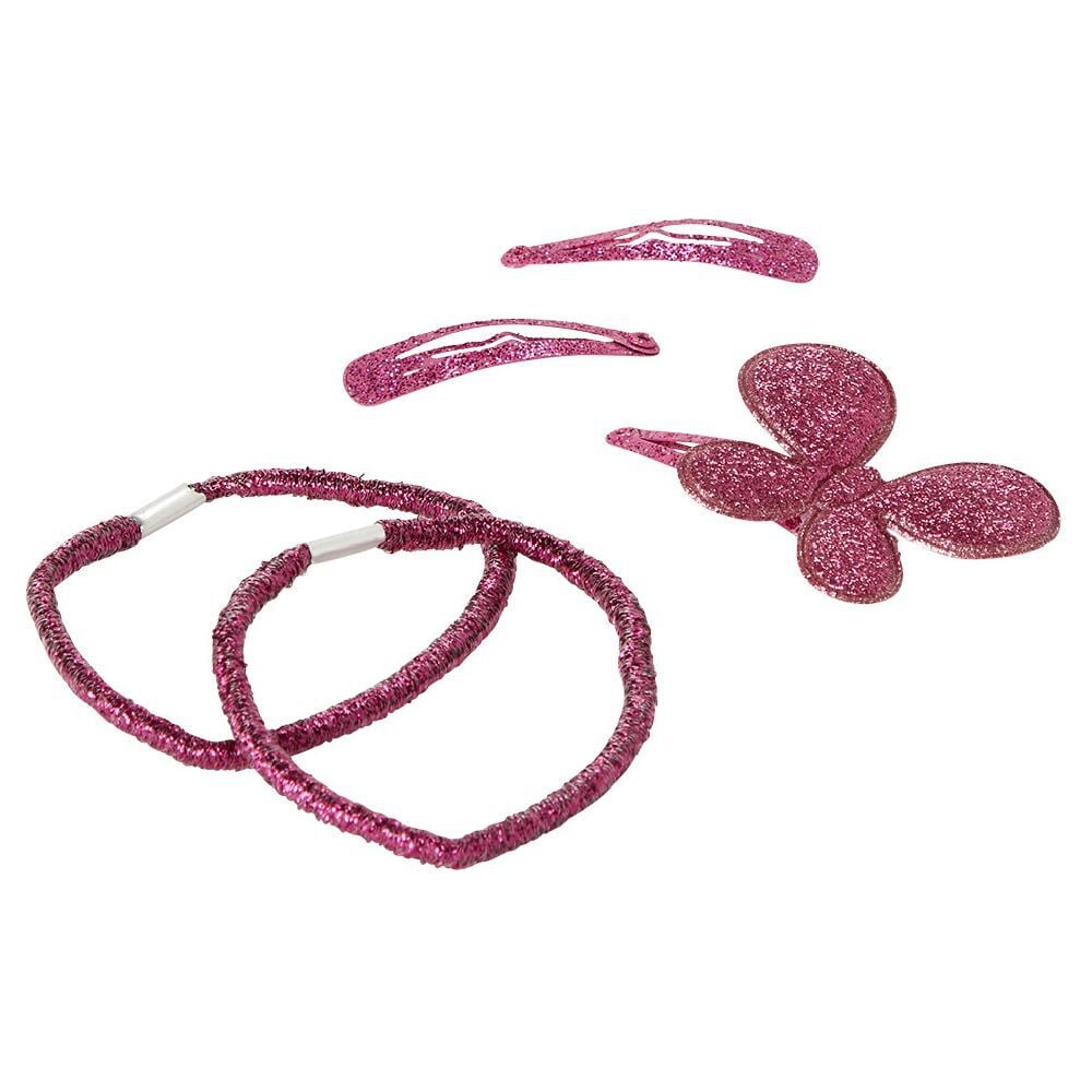 Kit pince clic clac x3 + élastique rose pailleté x4