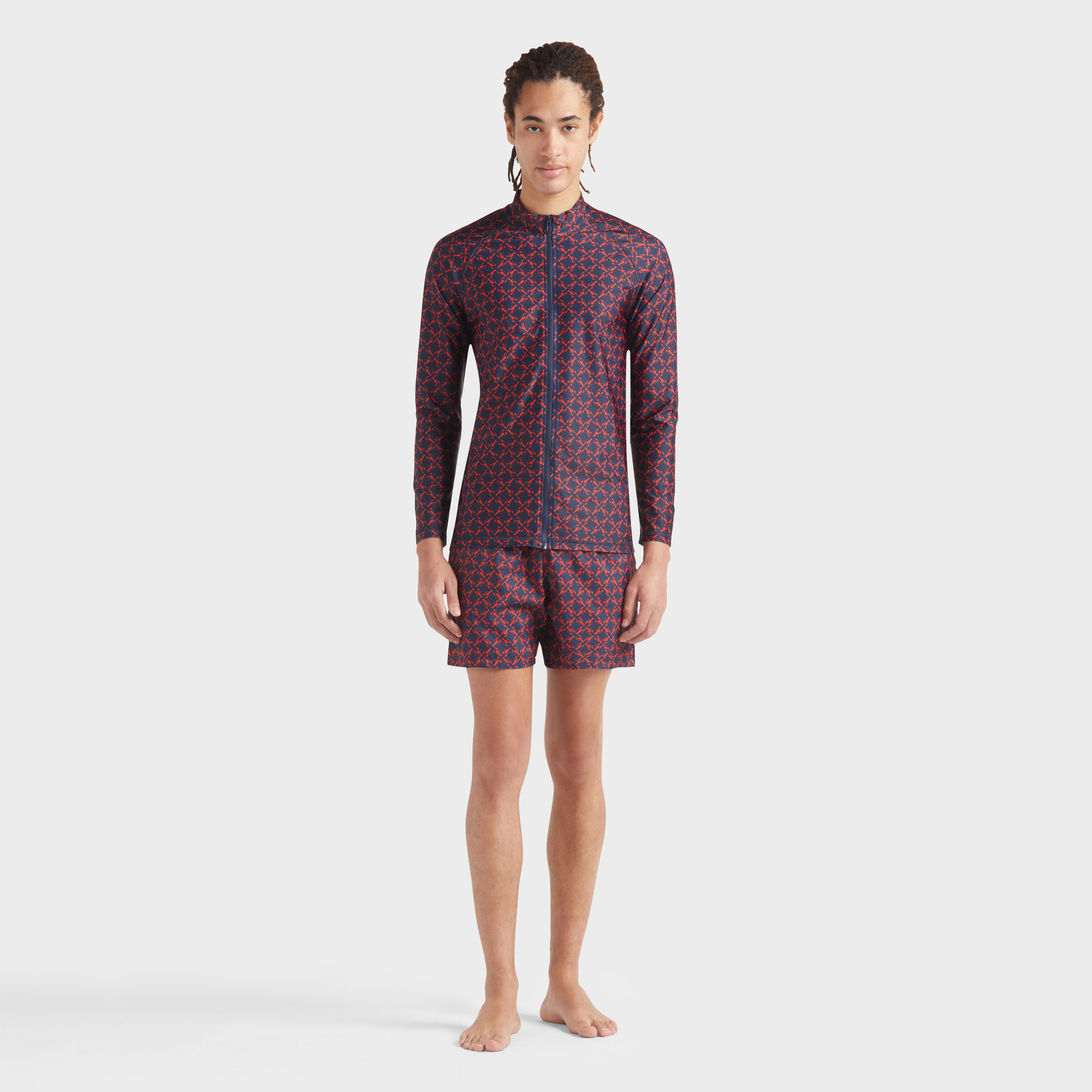 T-shirt anti UV manches longues à fermeture éclair homme Homard Pixel