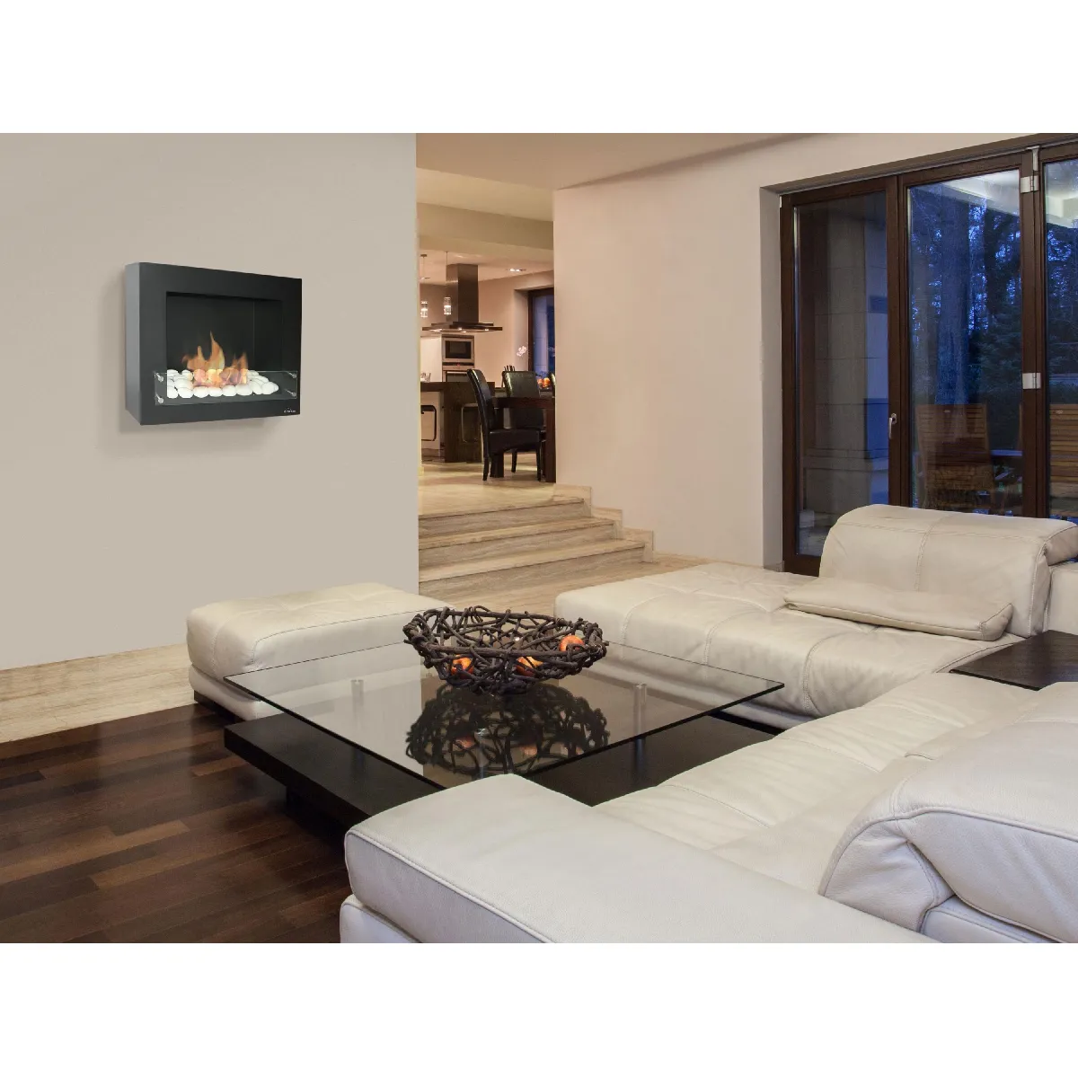 PURLINE Cheminée bio murale élégante