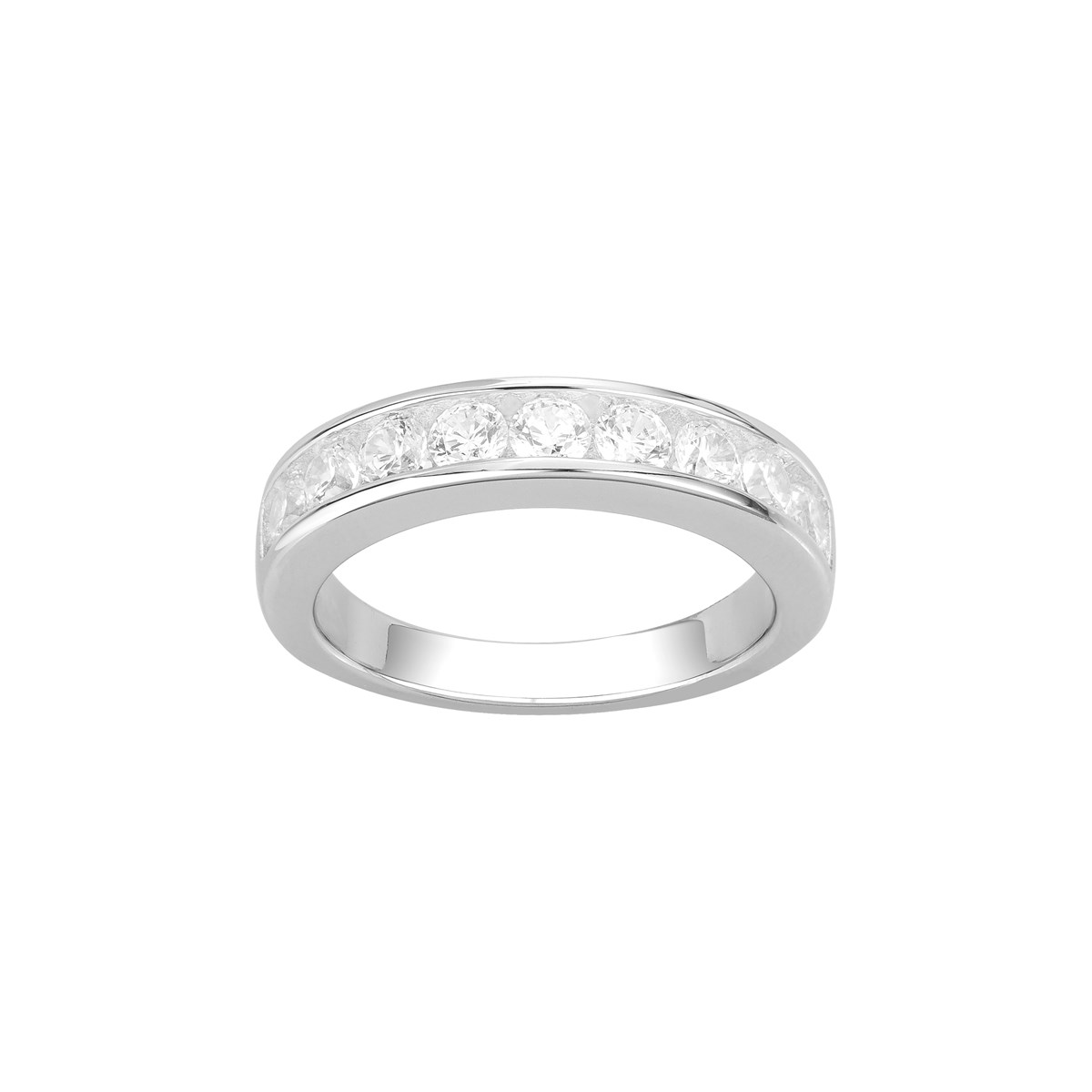 Alliance en Argent avec oxyde de zirconium blanc