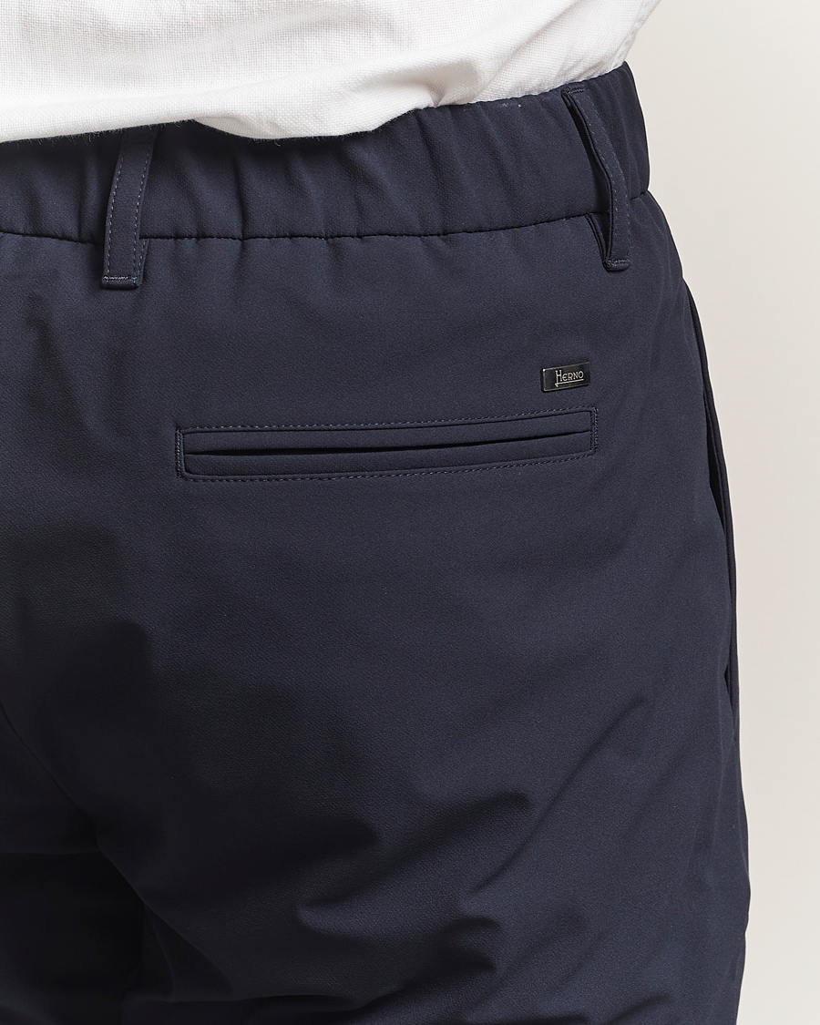 Herno Pleated Technical Cotton Trousers Navy