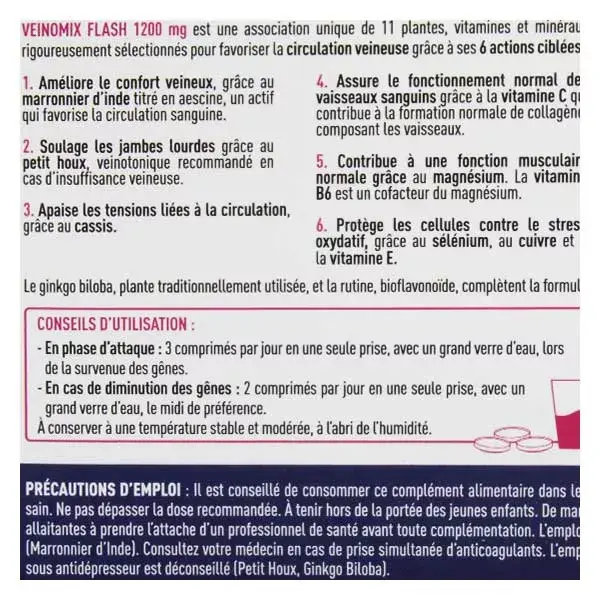 Granions Veinomix Flash 1200mg 30 comprimés