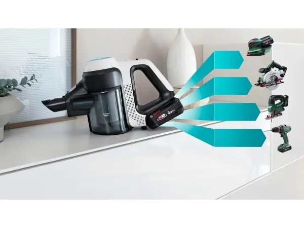 Bosch Unlimited 7 BCS71HYG1 - Støvsuger - pind/håndholdt (2-i-1) - uden pose - ledningsfri - hvid - 1 batteri, inkluderet oplader
