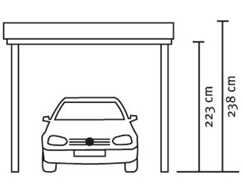 Enkele carport SKAN HOLZ Emsland 354x604 cm met natuurlijk aluminium dak