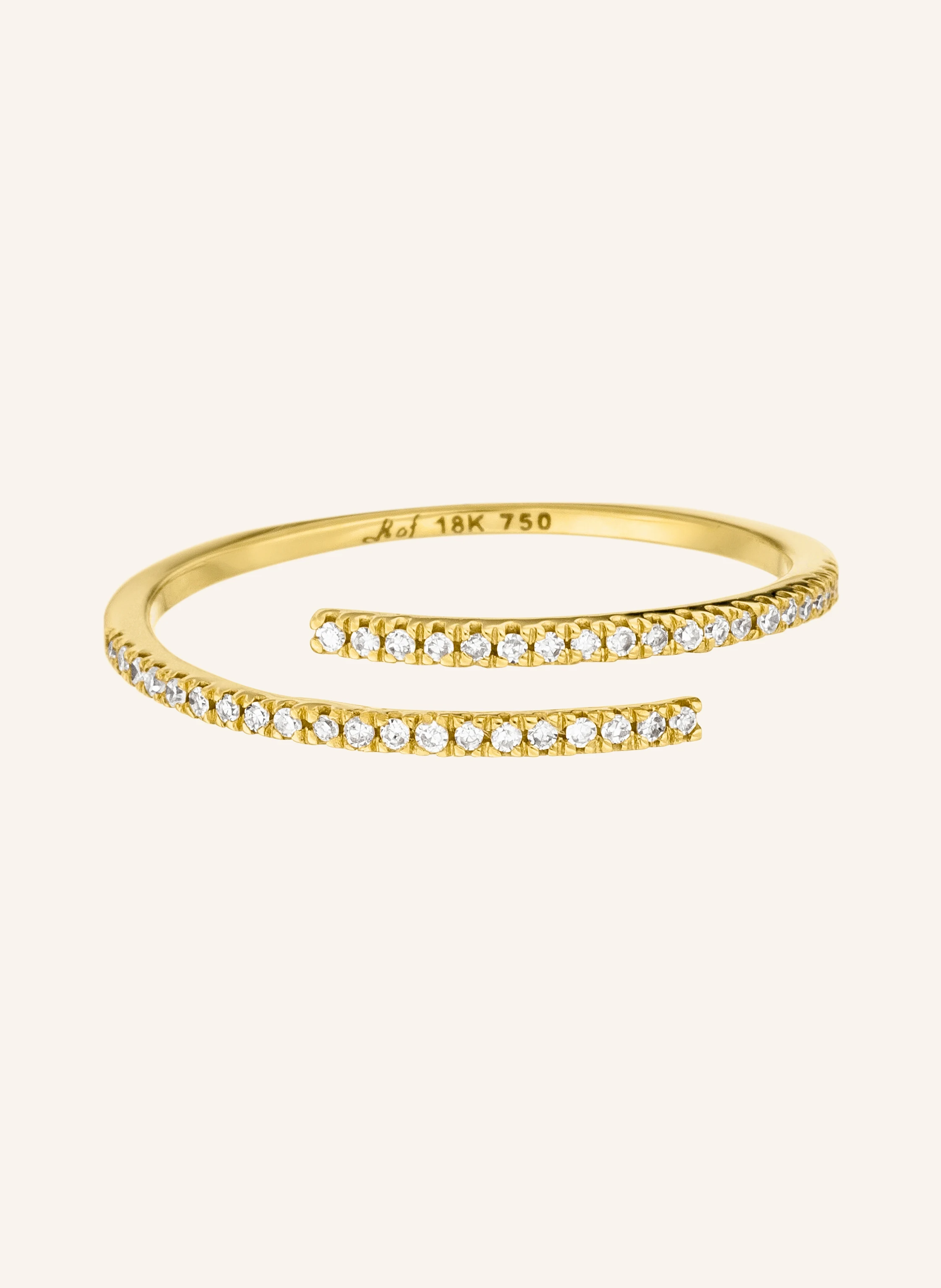 Leaf Ring OPEN aus 18 Karat Gelbgold mit Diamanten