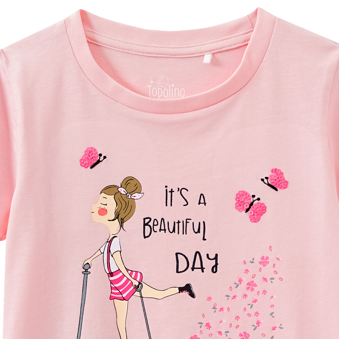 Topolino Mädchen T-Shirt mit Pailletten rosa