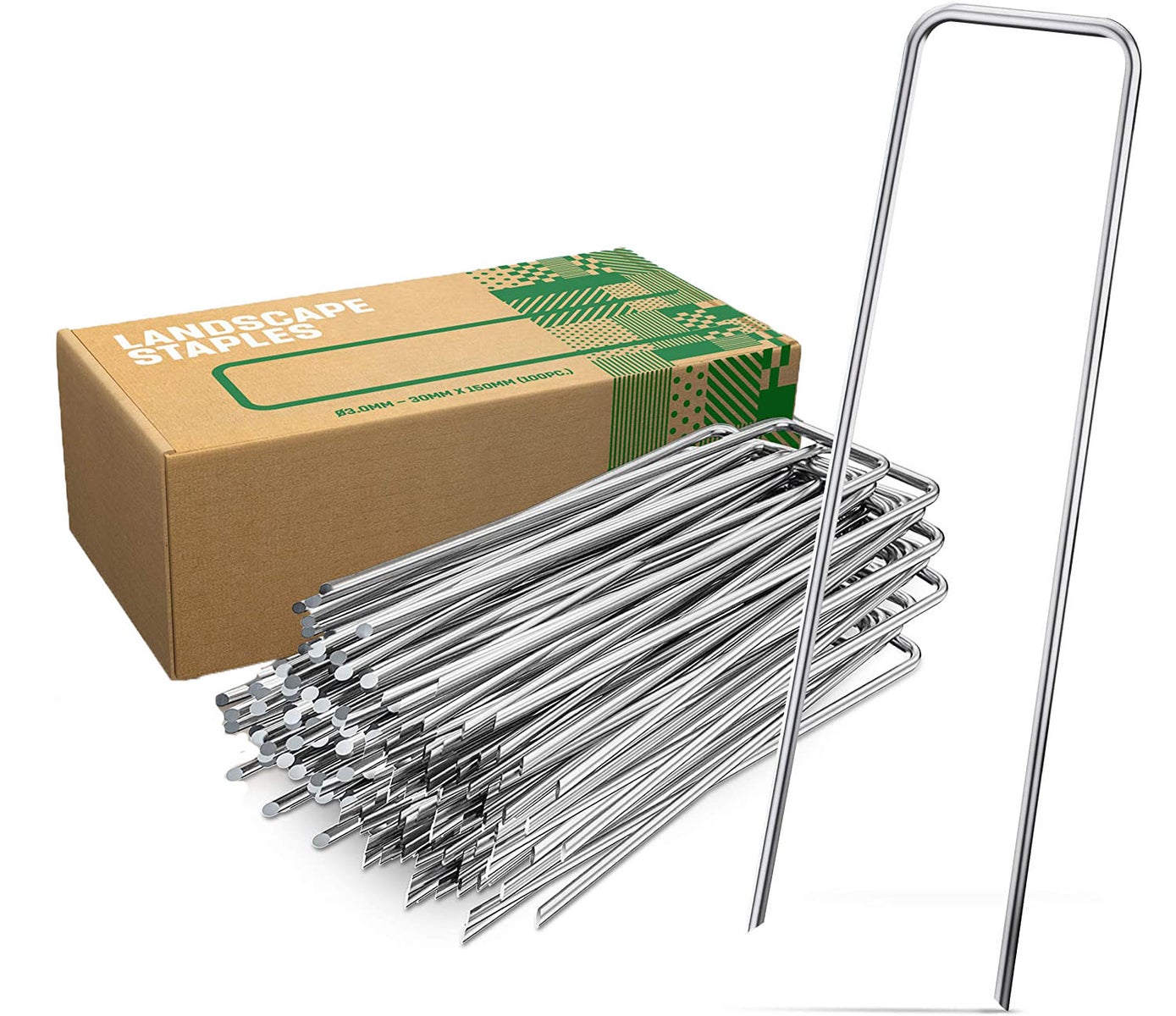 GardenGloss roestwerende stalen grondankers (100 stuks) - Stevige haringen / grondankers voor onkruidbestrijding, tuinvlies, schuttingen en kamperen - Metalen haringen 150 mm lang, 25 mm breed, Ø 3 mm