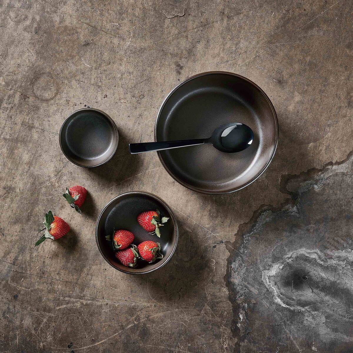 RAW Sett med 3 skåler, Metallic Brown