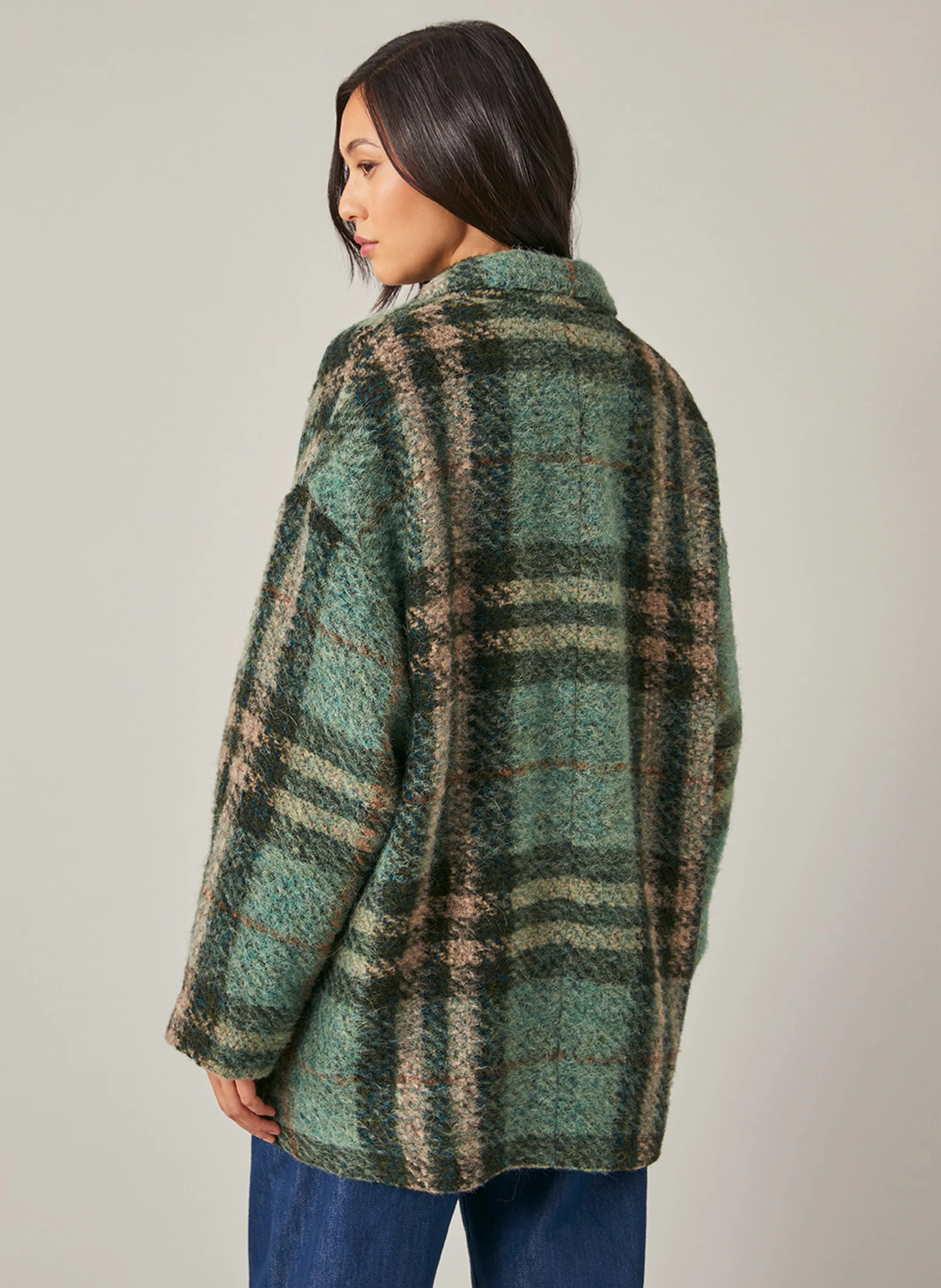 FAIRY - Veste col tailleur à carreaux| Vert