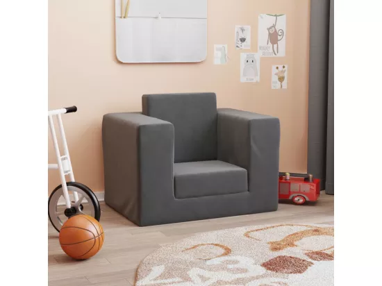 Canapé-lit pour enfants Anthracite Peluche douce