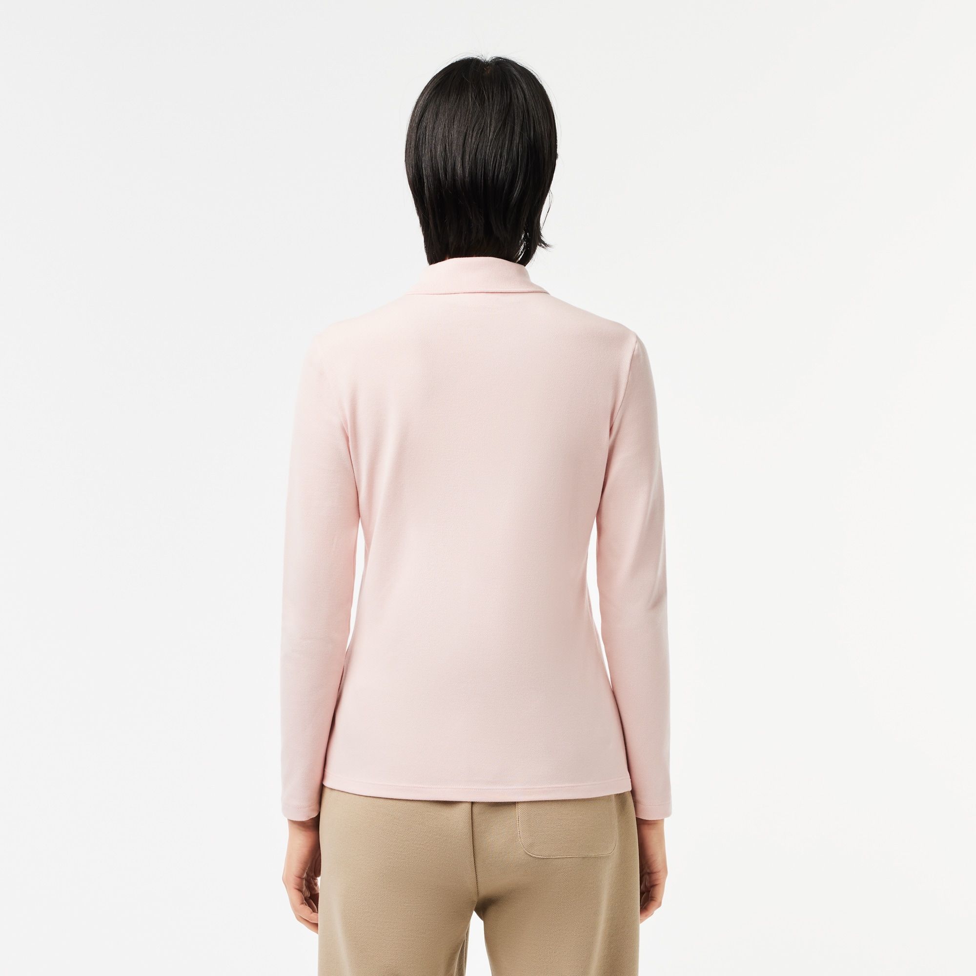 Polo Lacoste slim fit à manches longues en piqué stretch Manches Longues - Rose - Lacoste - Femme