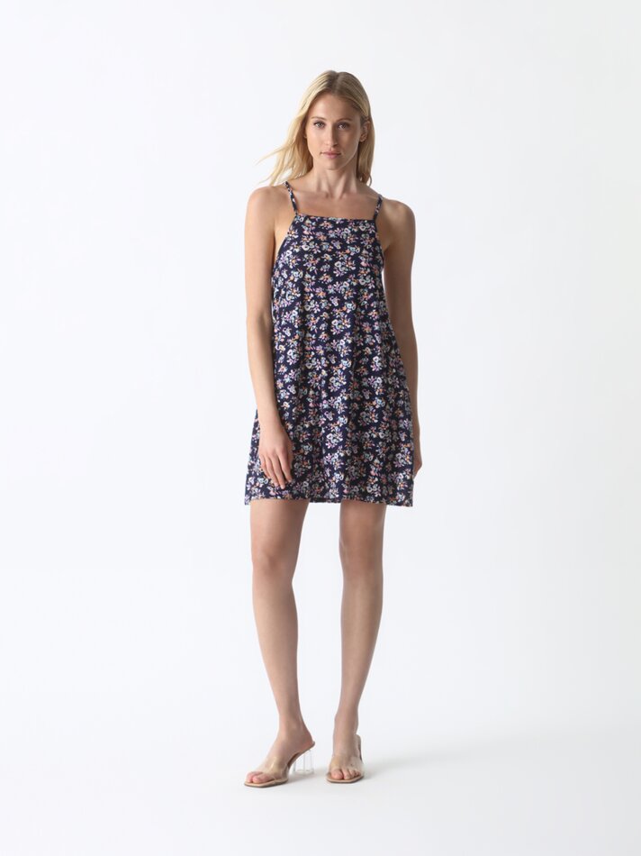 Vestido curto de alças finas - Azul/índigo