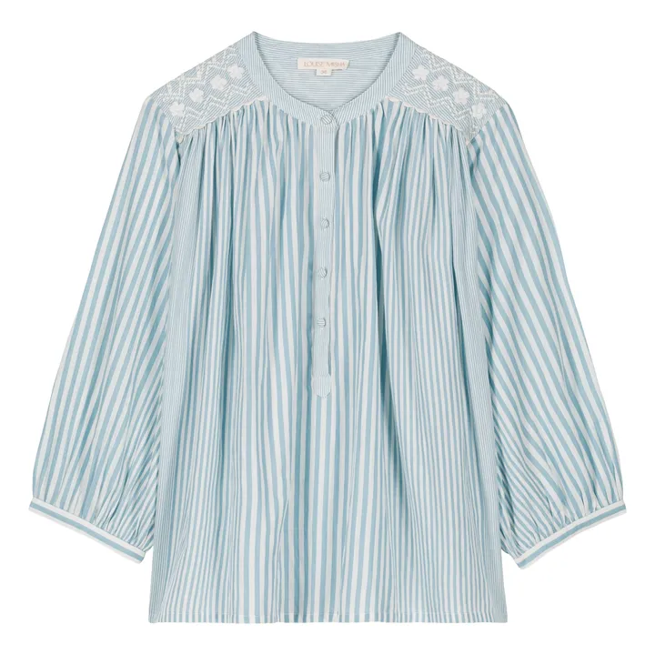 Louise Misha Blouse Jeannali Rayures Coton Bio - Collection Femme | Bleu