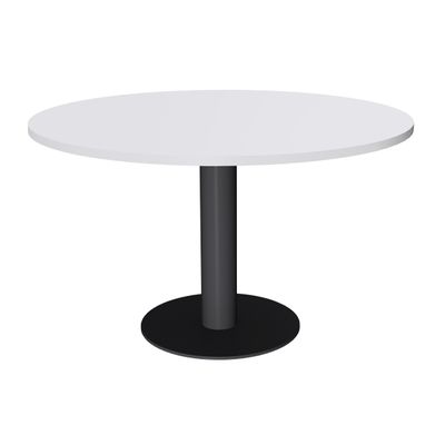 Table de réunion ronde - diam 100 cm - pieds tulipe anthracite - plateau blanc perle
