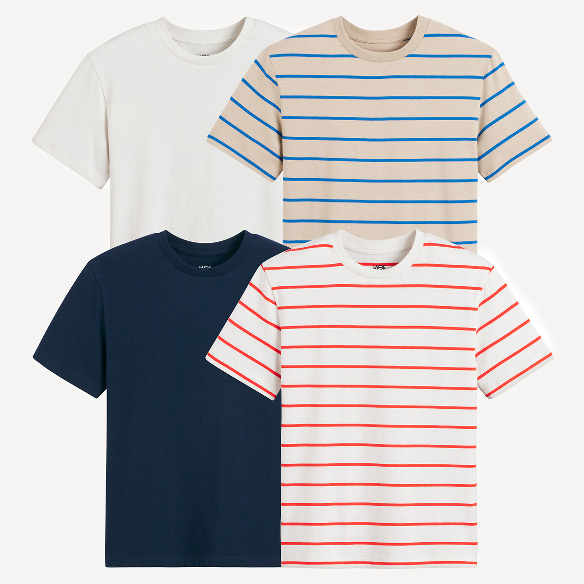 COLEÇÃO LA REDOUTE<br>Conjunto de 4 camisetas de gola redonda