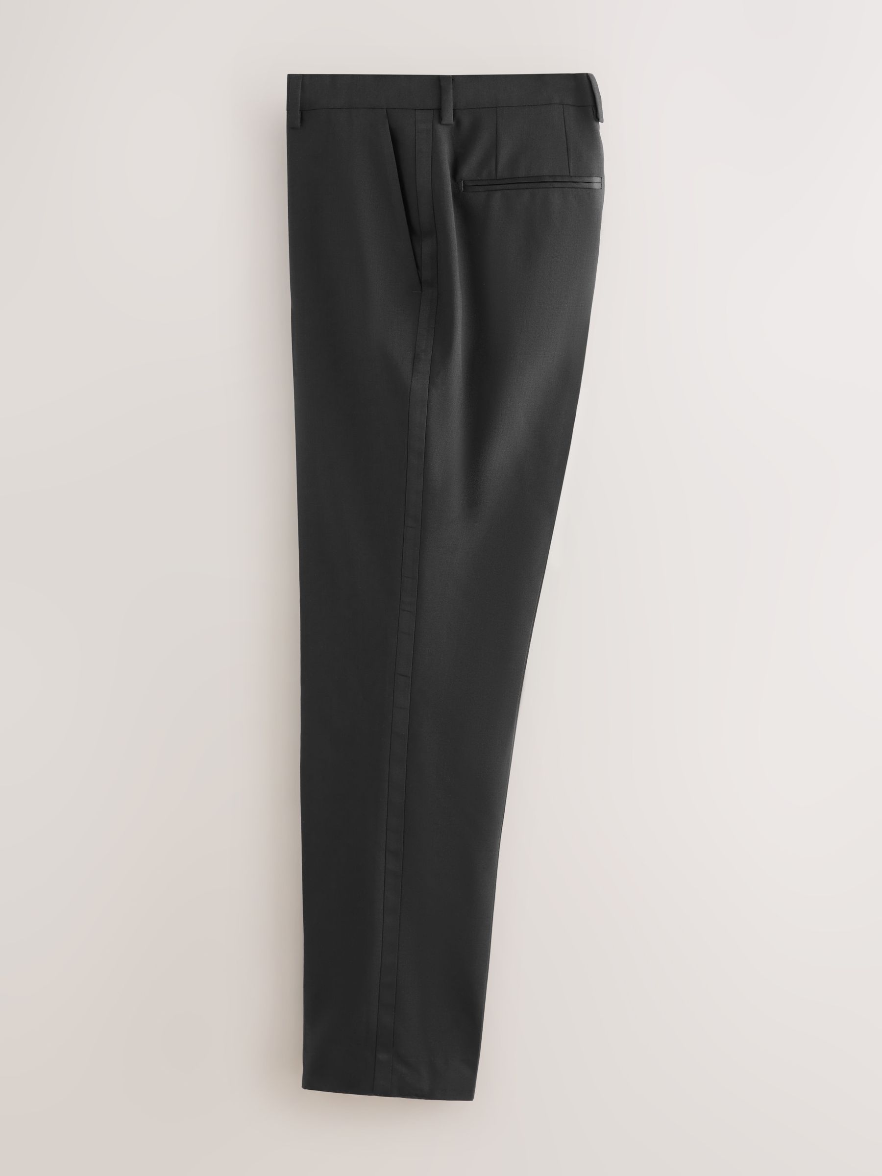 Zwart - Slim Fit Signature Nova Fides 100% Italian Wool Tuxedo Suit Trousers