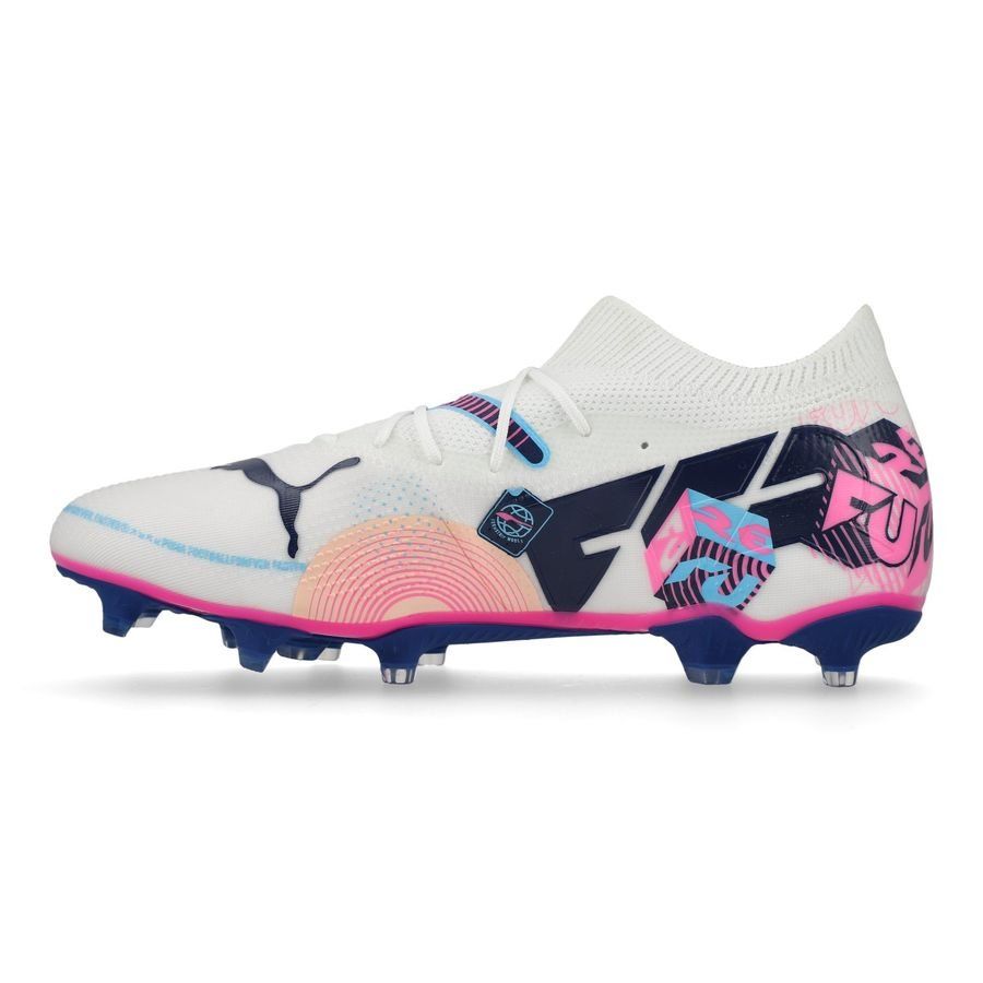 PUMA Future 7 Match FG/AG Volume Up - Blanc/Bleu/Poison Pink/Fizzy Melon/Bleu