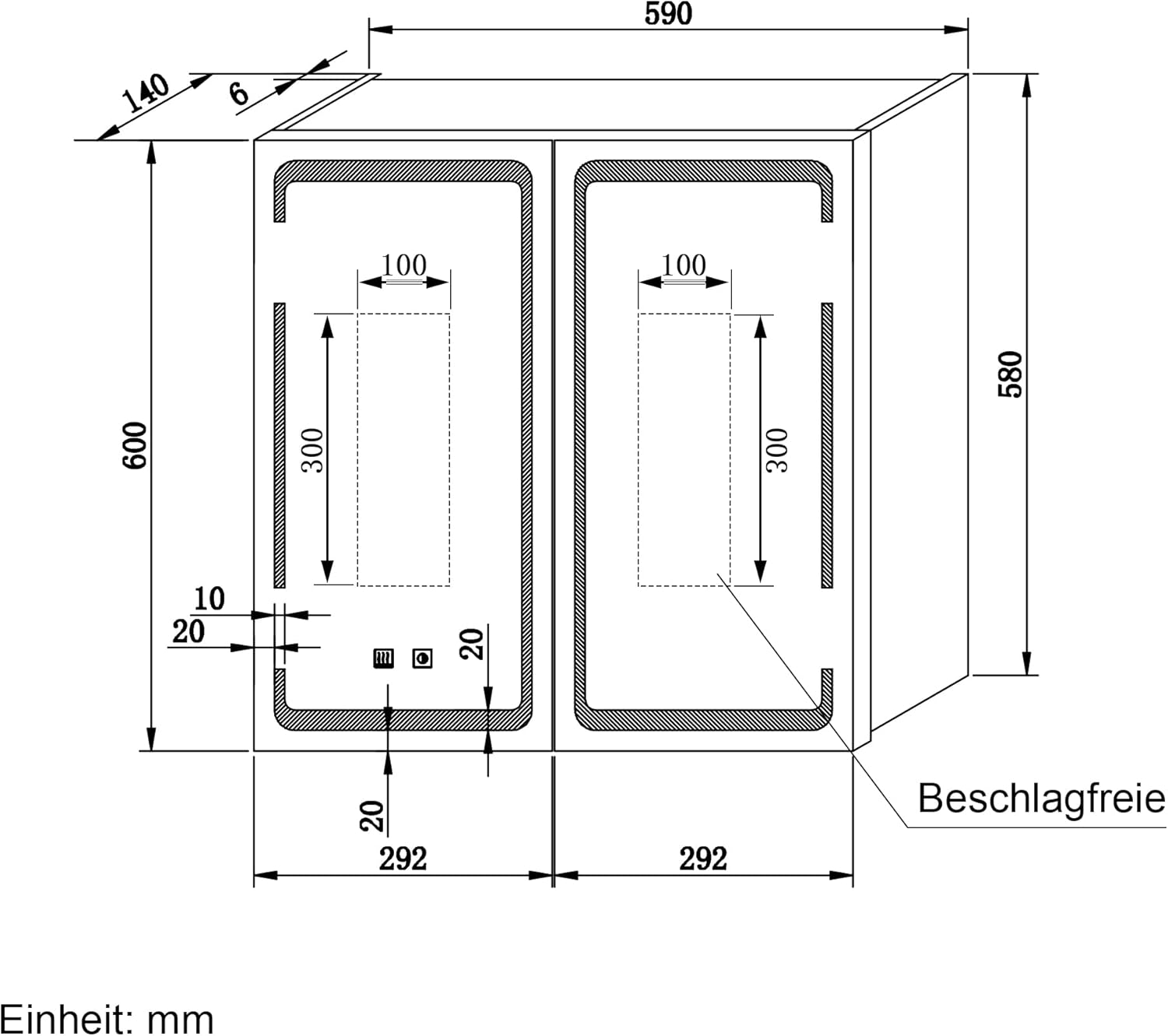 SONNI LED Spiegelschrank 3 Lichtfarbe Einstellbarn, Spiegelschrank Bad mit Beleuchtung und Beschlagfrei LED Badezimmerschrank mit Kabelloses Scharnier Design Medizinschrank 59 x 60 cm
