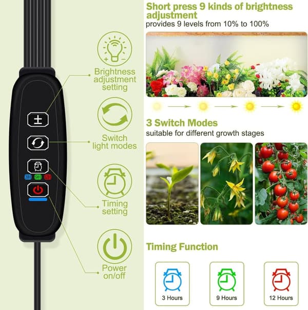 INF LED-lyspanel for planter - EU-pluggadapter  0