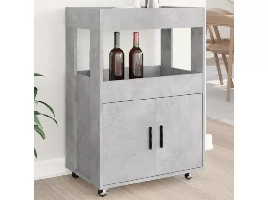 Chariot de bar gris béton 60x39,5x89 cm bois d'ingénierie
