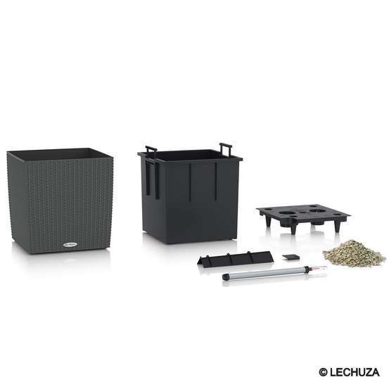 Cube Cottage en polypropylène, granit L. 40 x l. 40 x H. 39 cm