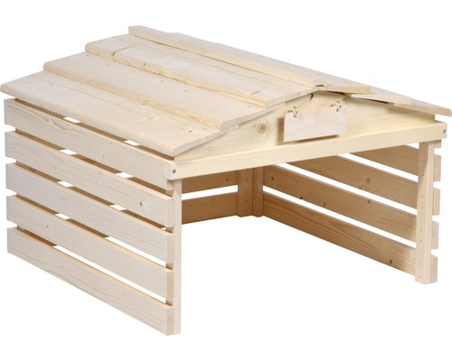 Robotmaaiergarage met bord, 78,5 x 74 x 52,5 cm, natuurlijke afwerking