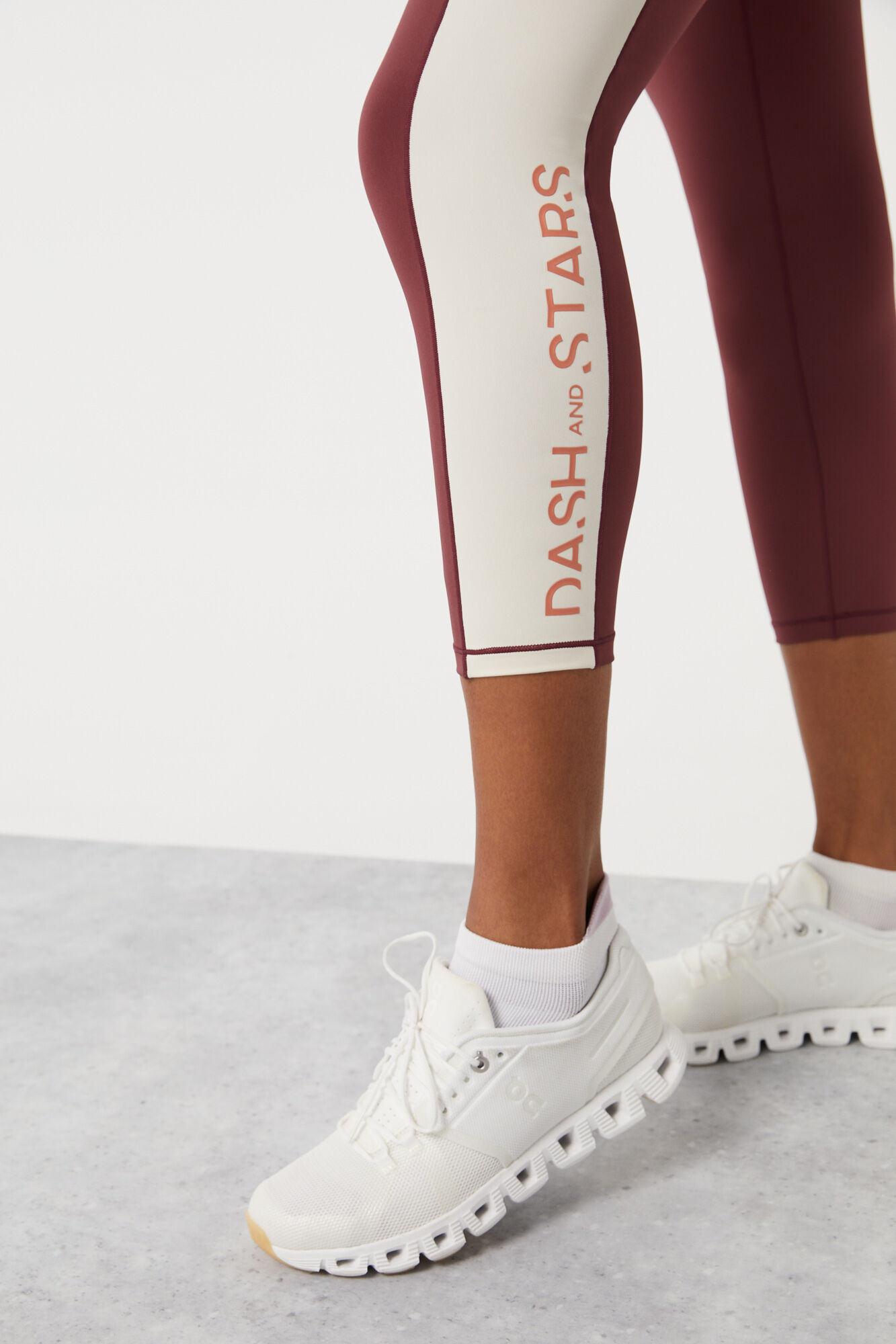 Leggings cropped 4D Stretch com blocos de cor bordô