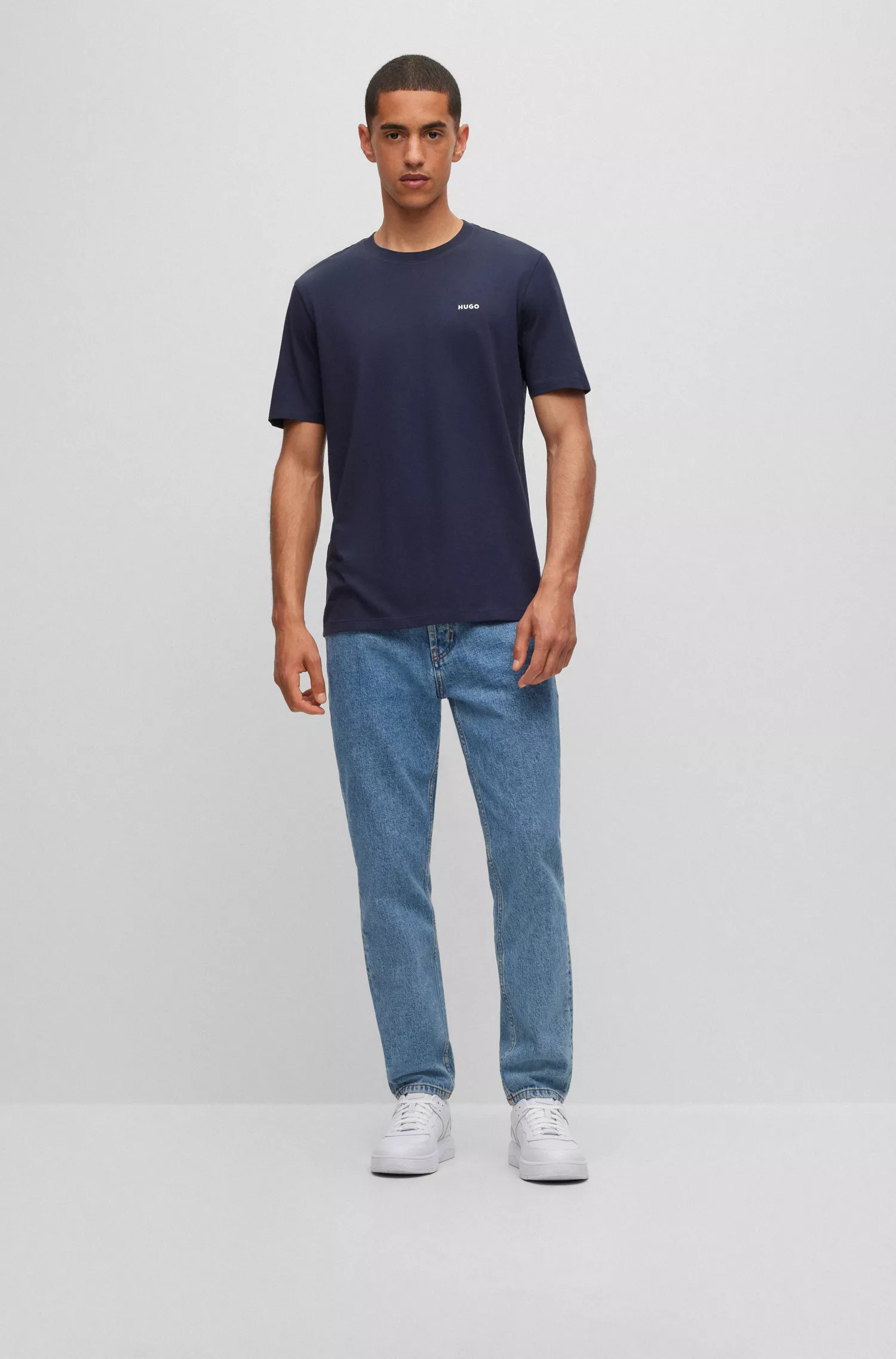 Camiseta HUGO vermelha em malha de algodão com estampa do logotipo