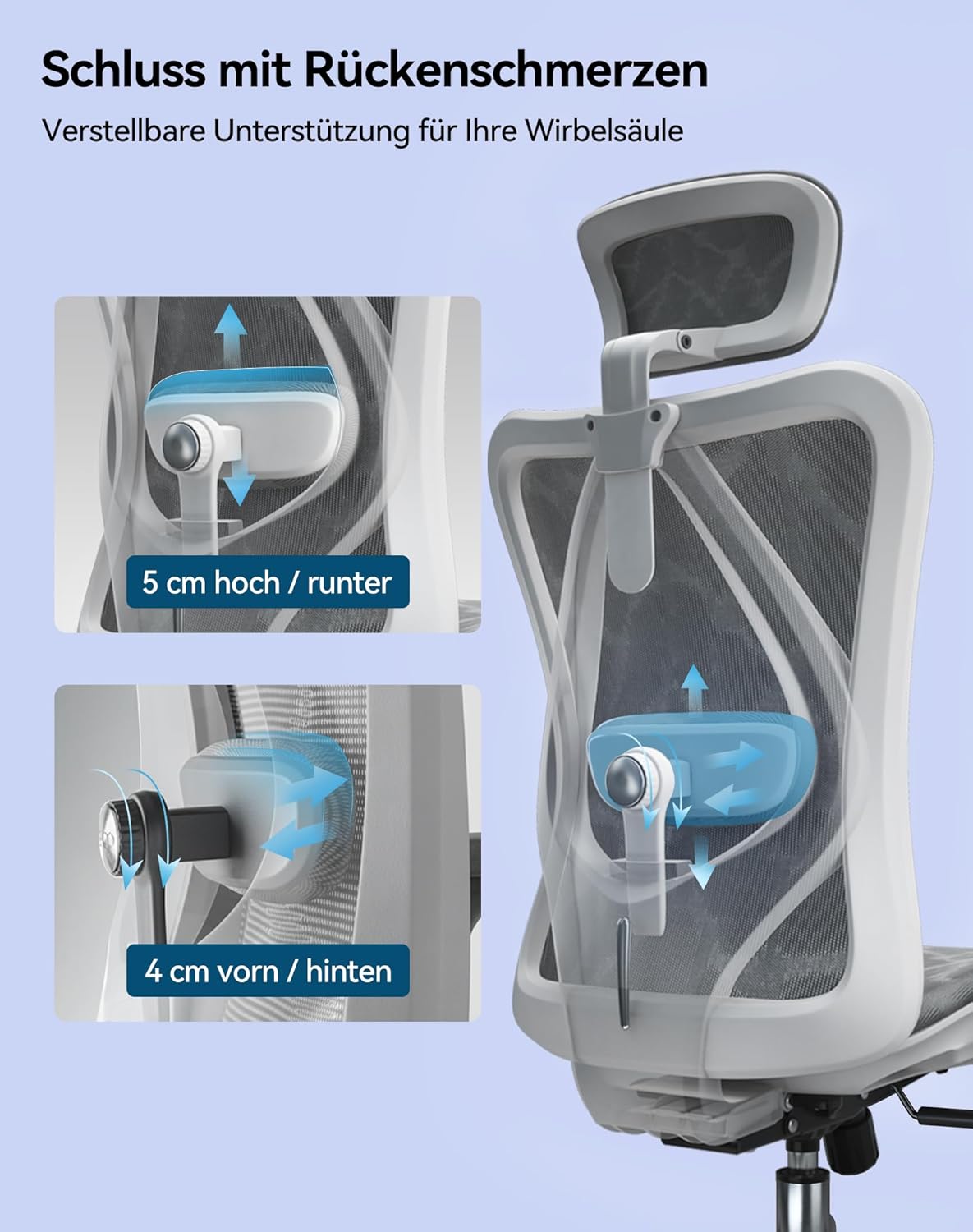 SIHOO M57 Ergonomischer Bürostuhl mit 3-Wege-Armlehnen, Lendenwirbelstütze und Verstellbarer Kopfstütze Hohe Rückenlehne Neigungsfunktion IL0171674