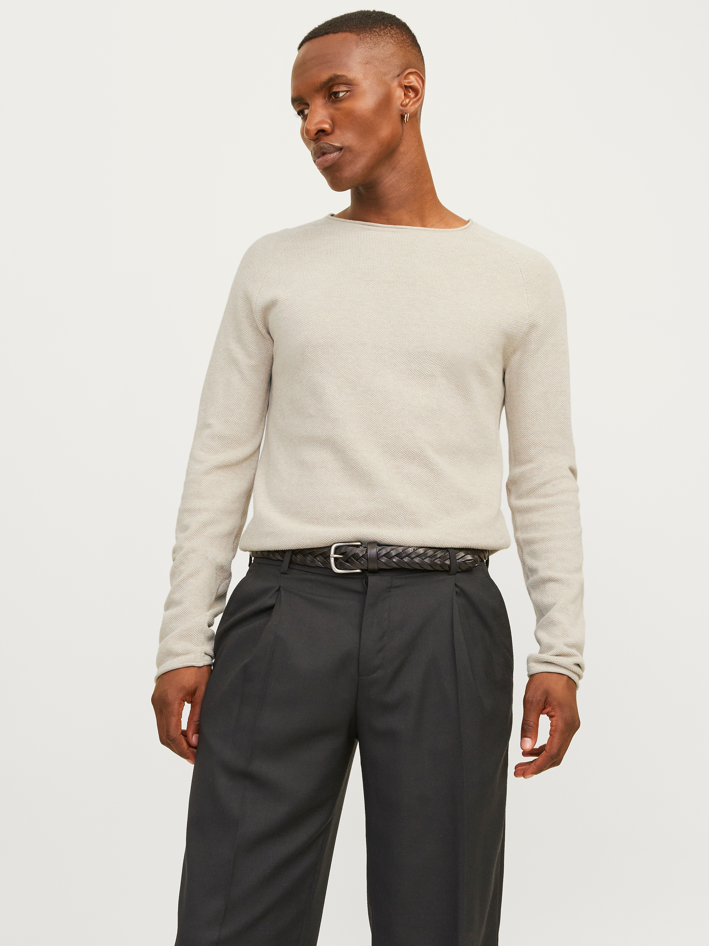 Jack & Jones Rundhalspullover »JJEHILL Einfarbiger Pullover mit angenehmem Tragegefühl«, unifarben, modisch, schmal, Baumwolle, Rundhals