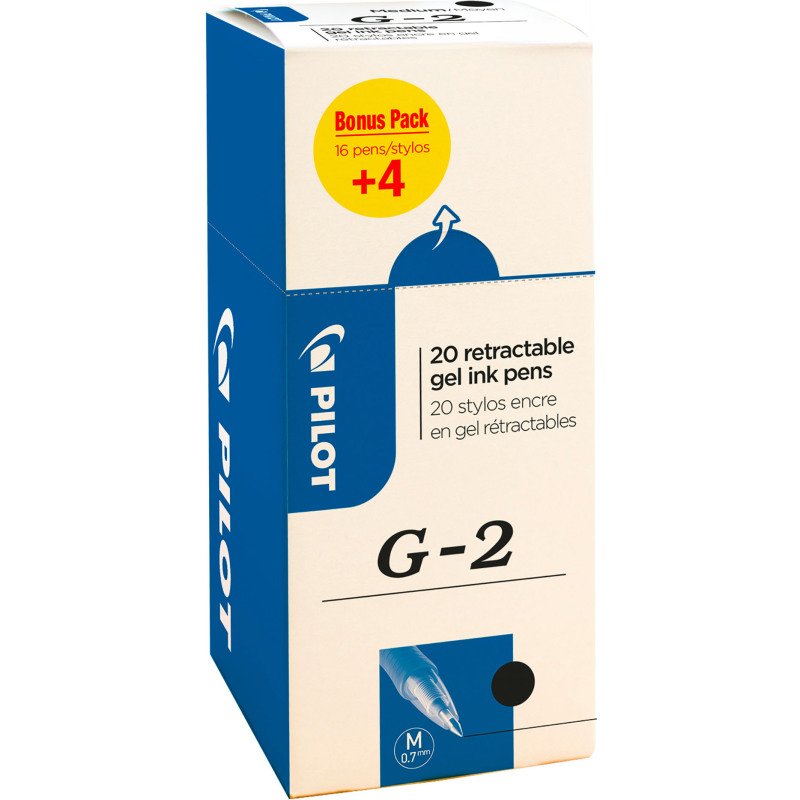 Pack de 16 stylos roller Pilot G2 + 4 offerts