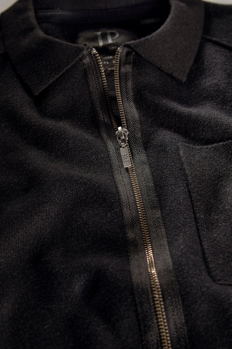 Strickjacke, Feinstrick, Zipper, Hemdkragen