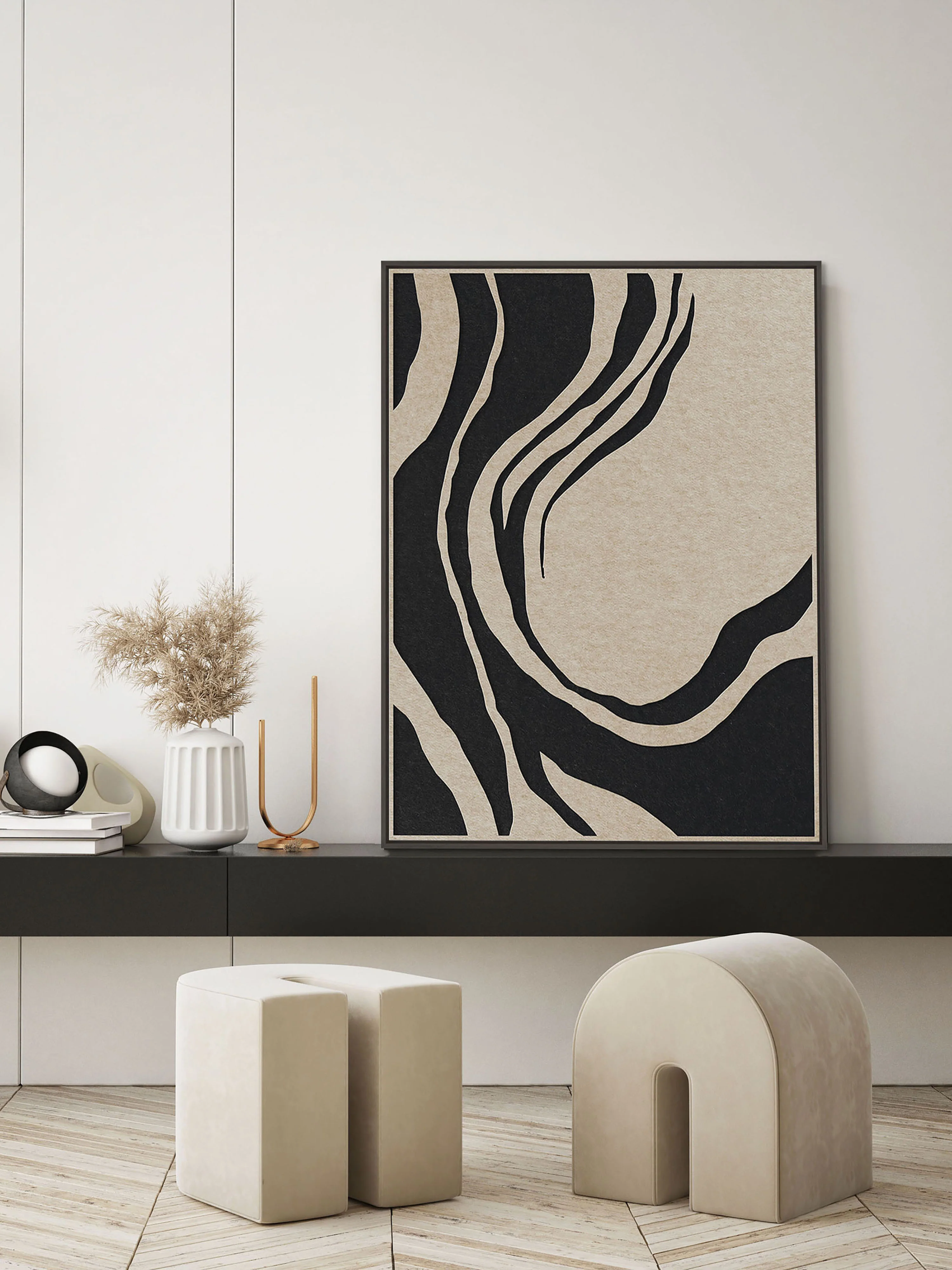 Akoestische wanddecoratie Sacred Silence met houten frame