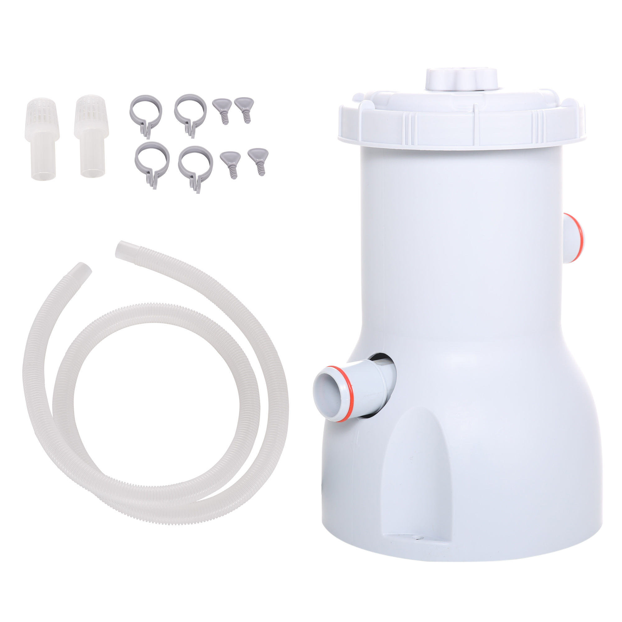 Bomba de filtro Outsunny 3028 L/h para piscinas acima do solo de até 15.000 L, com mangueiras de conexão de 32 mm, Ø18x28 cm, branca.