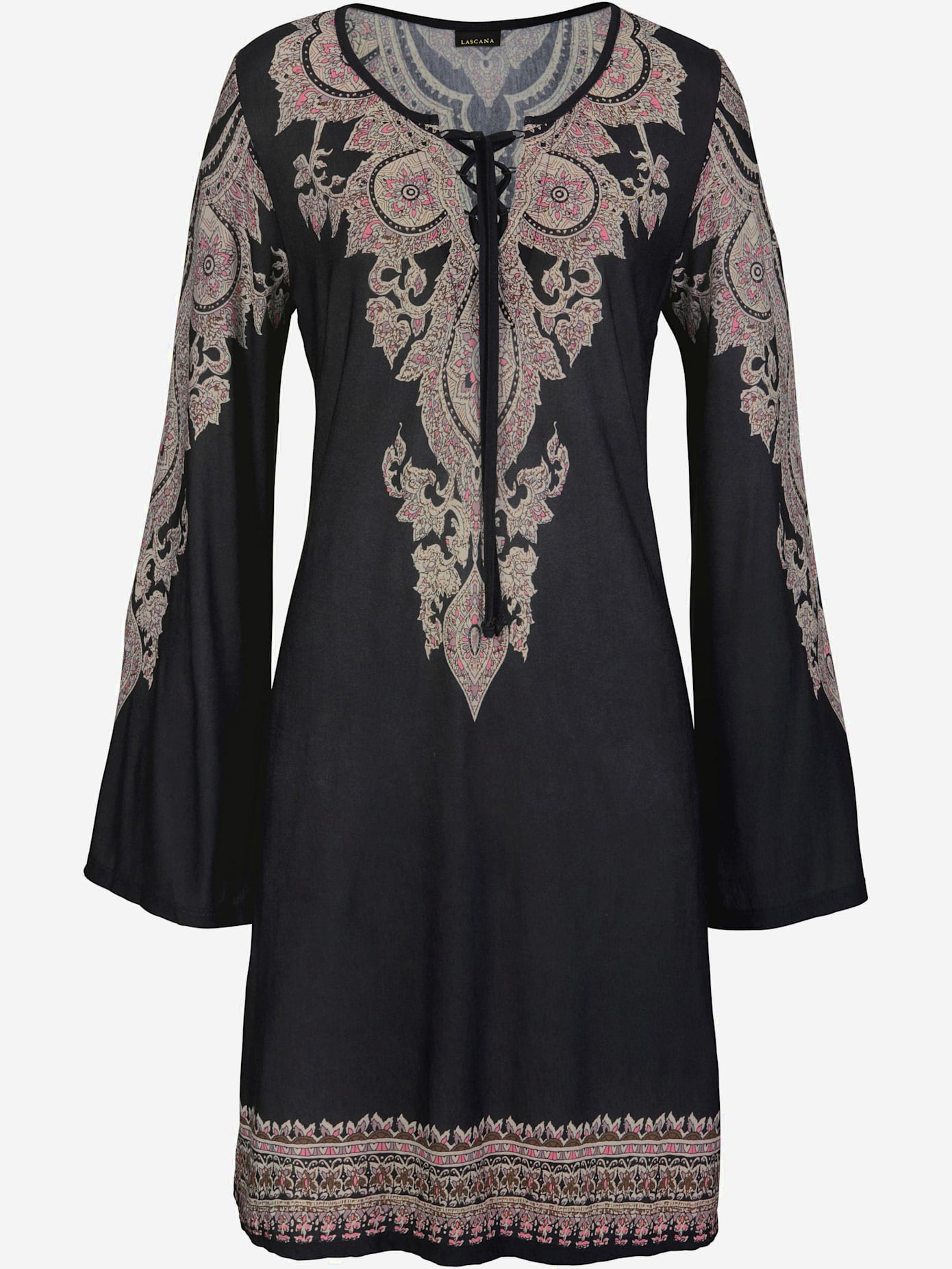 Robe en jersey robe caftan avec laçage à l'encolure