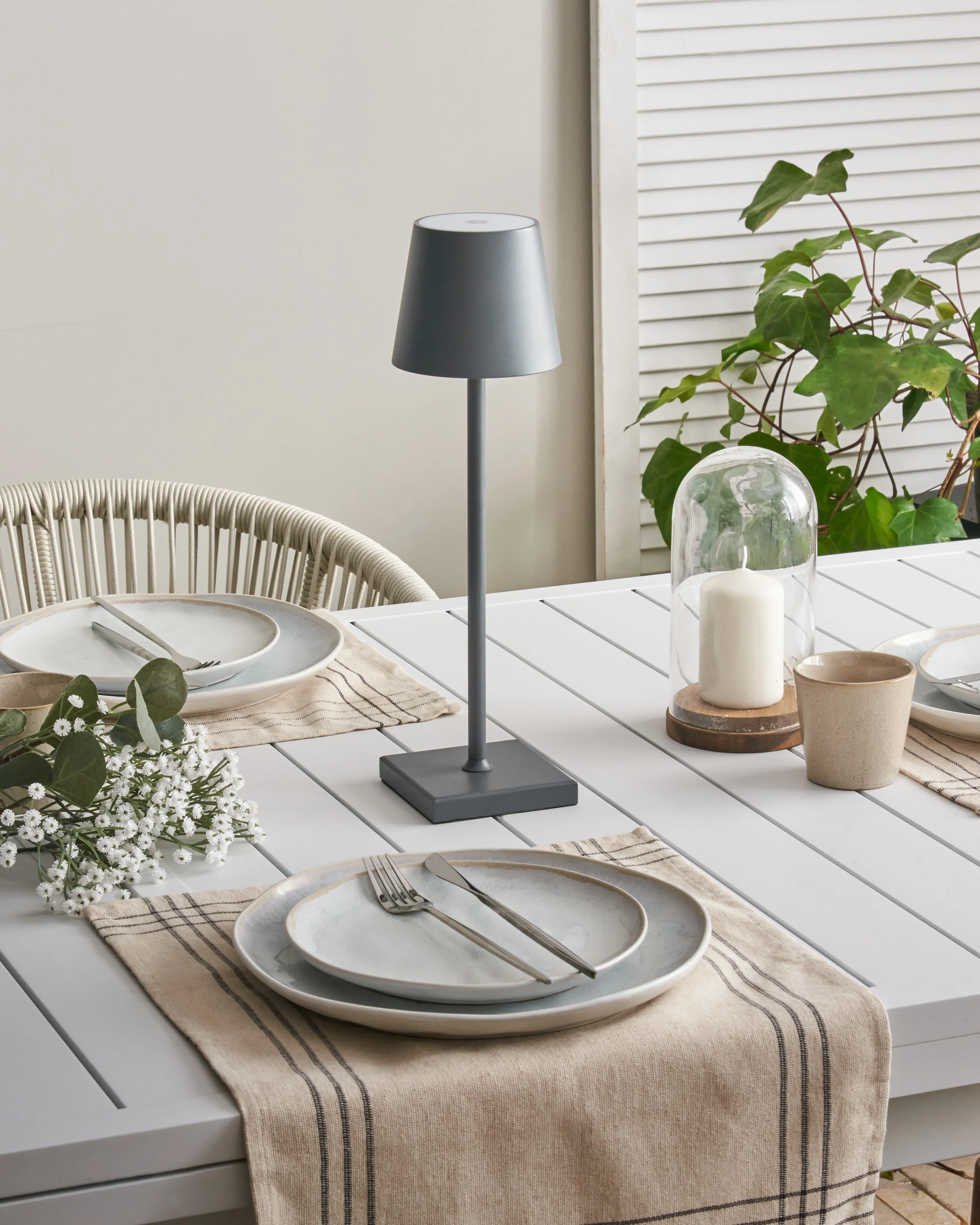 LED draadloze tafellamp BACEIRO met dimmer Metaal Donkergrijs