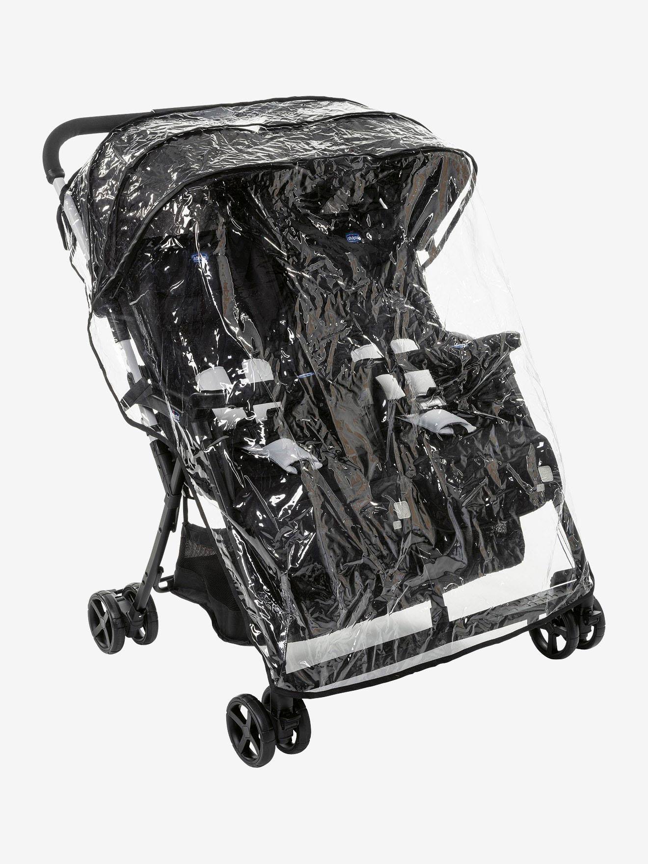 Carrinho de bebê duplo Ohlala' Twin Chicco, tamanho médio, preto, liso