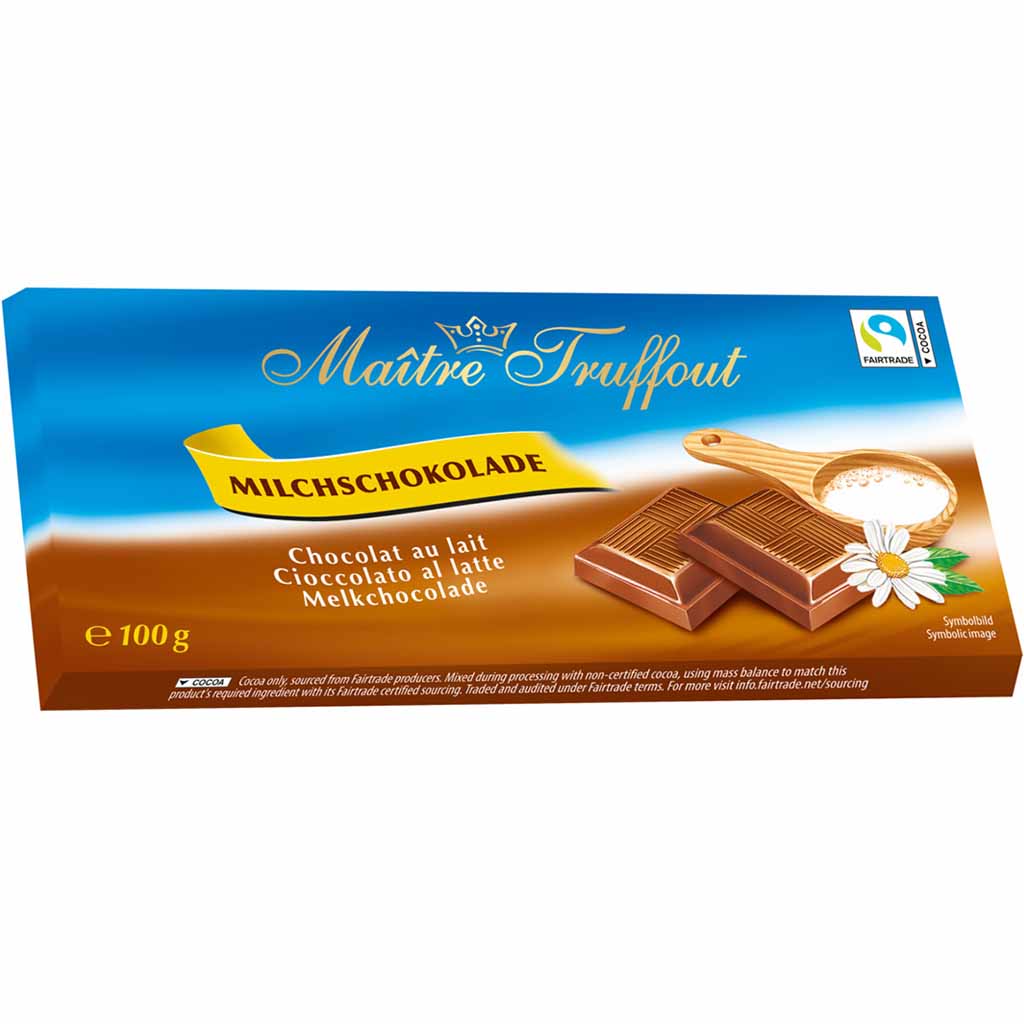 Maitre Truffout Tafelschokolade Milchschokolade 100g MHD:23.1.26