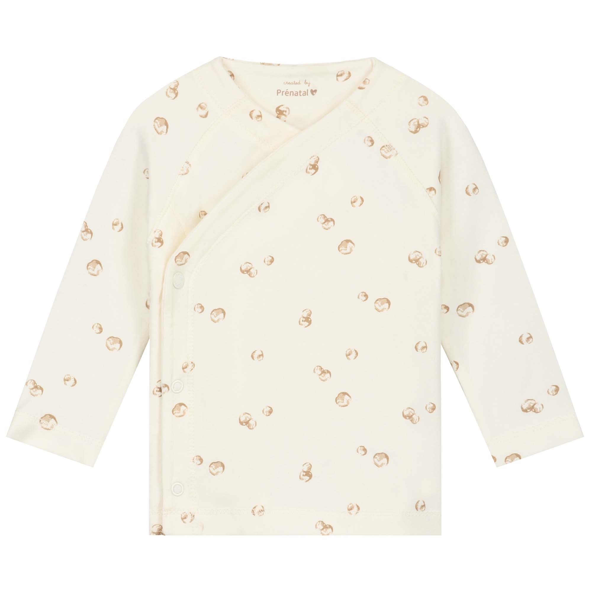 Prénatal newborn overslagshirt lange mouwen all over print beige