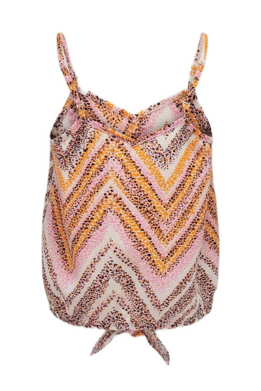 ONLY spaghettitop met all over print roze/bruin/offwhite