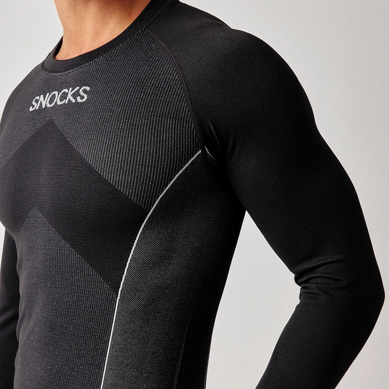 Thermounterwäsche Herren mit Daumenloch aus recyceltem Polyester Grau