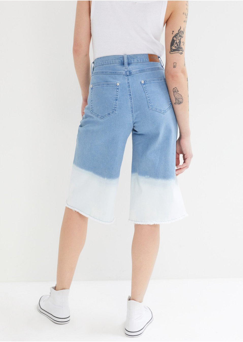 Bermuda en jean extensible dip dye
