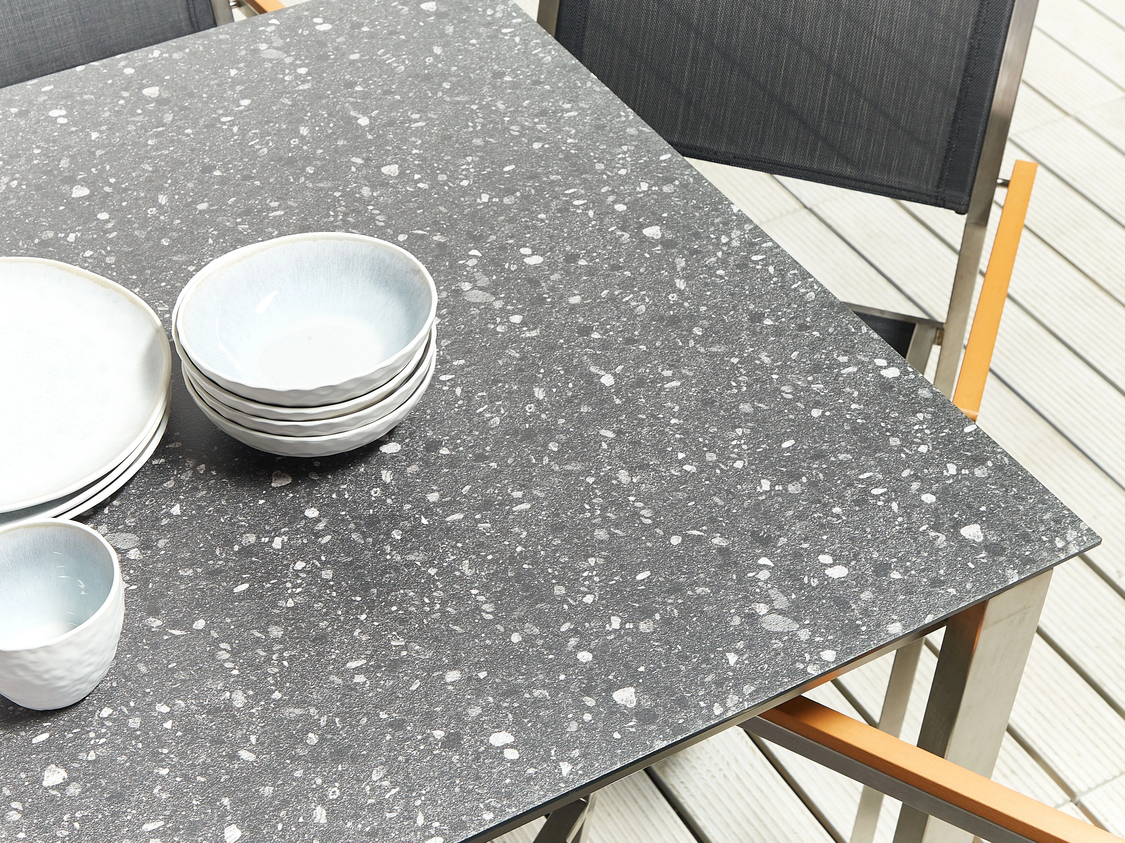 Tuin eettafel COSOLETO 180 cm 90 cm Glas Zwart