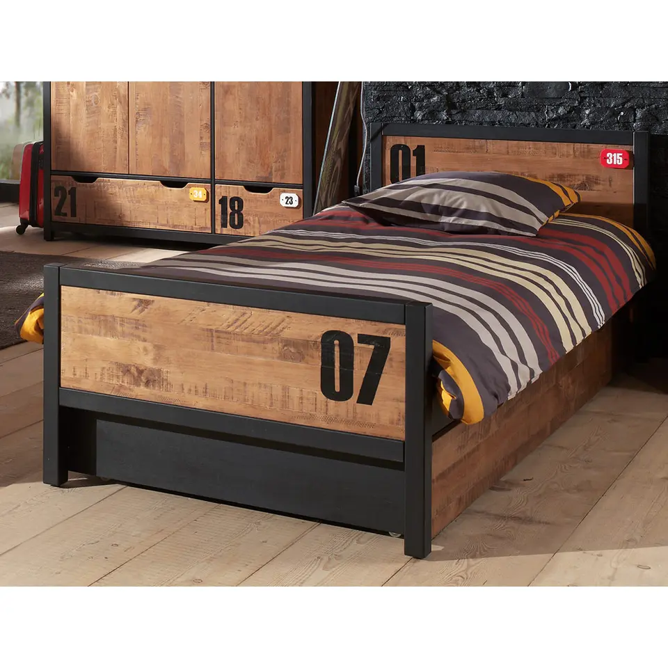 Vipack bed Alex met rolbed/opberglade - bruin/zwart