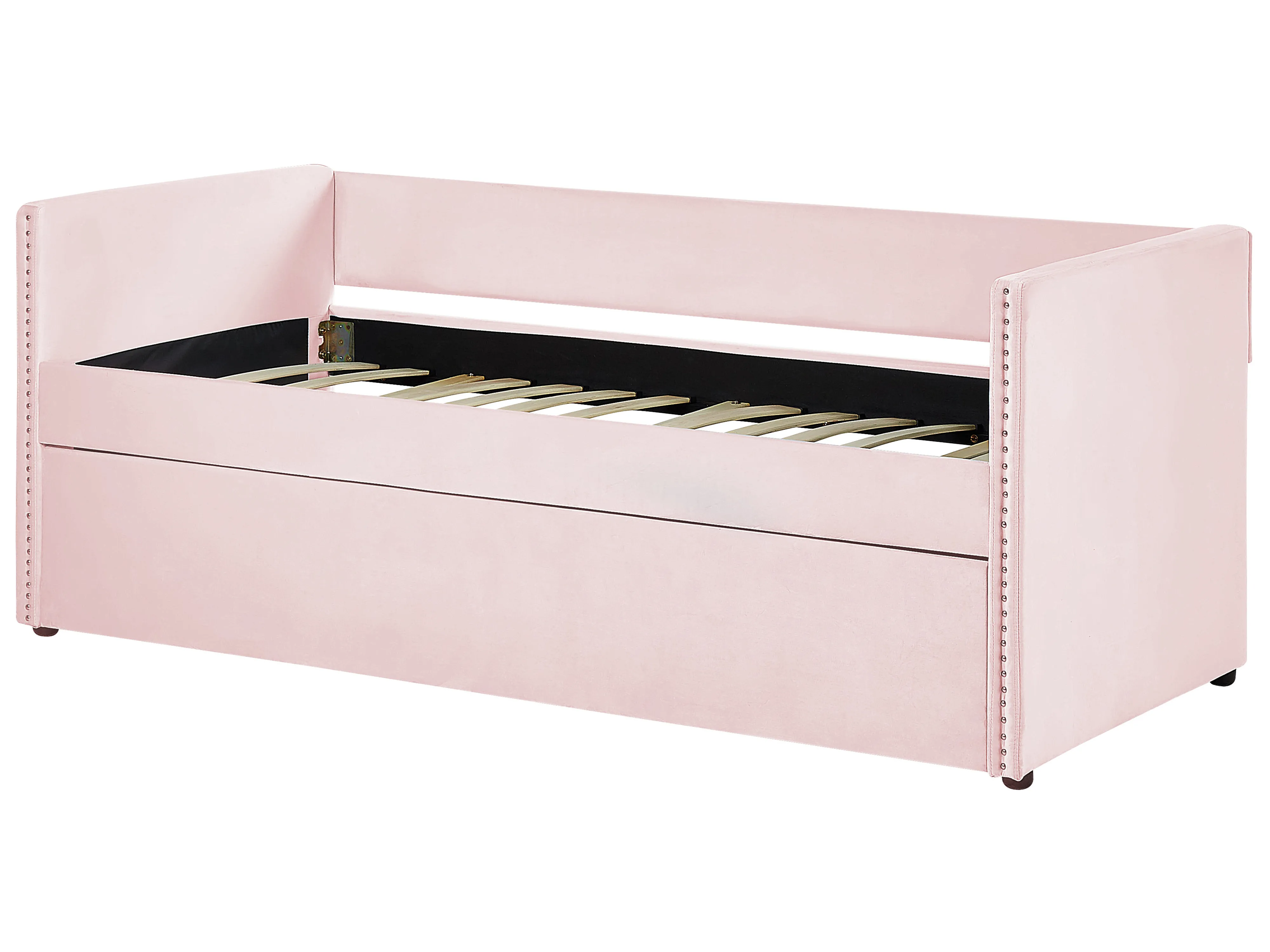 Onderschuifbed Fluweel TROYES 90 x 200 cm Pastelroze
