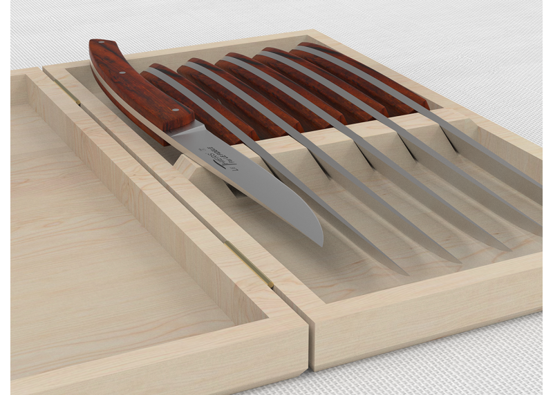 Service de 6 couteaux de table LE THIERS® avec un manche en bois de cocobolo et lame en acier inoxydable