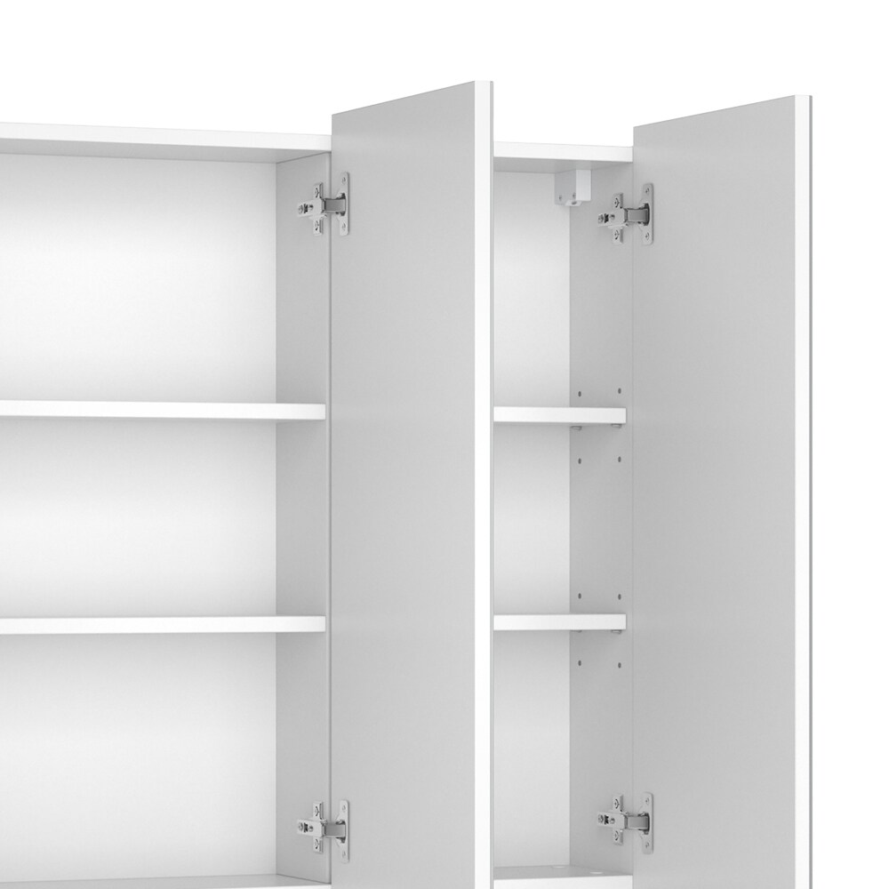 Vicco Spiegelschrank Sola 100 x 79,8 cm, Weiß, Schrank mit 3 Türen, Badezimmer
